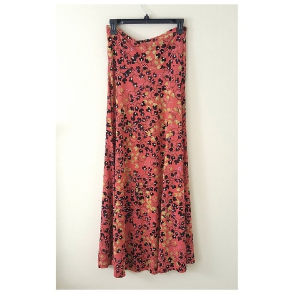 LuLaRoe // Coral Blossom Print Knit Maxi Skirt - Picture 4 of 5